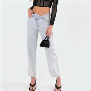 Edikted Criss across button jeans Size small